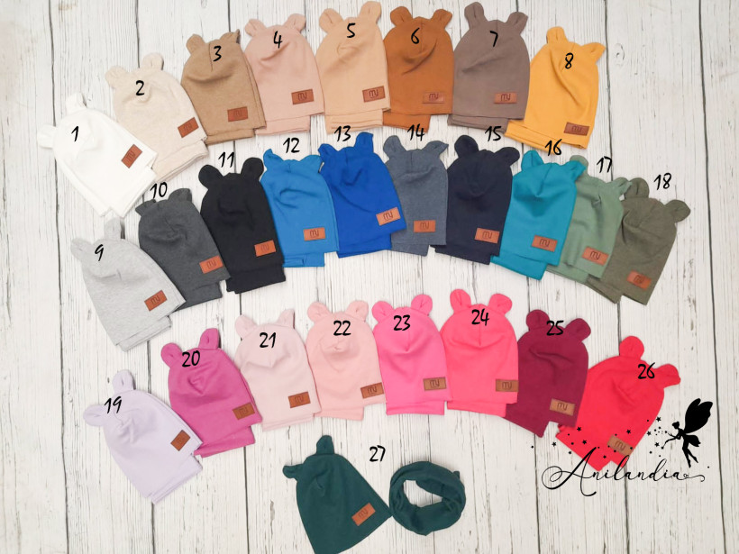 Komplet czapka+komin z uszkami By mimi