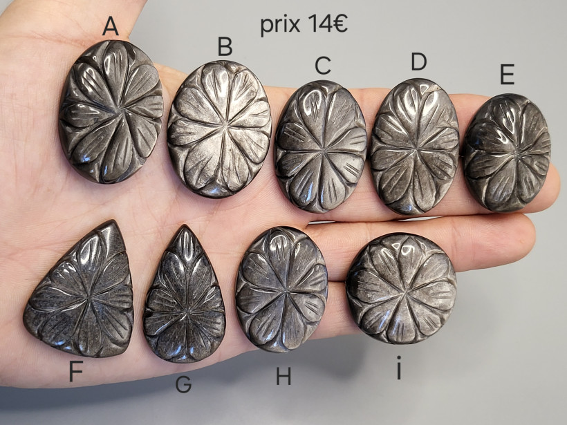 obsidienne argenté gravé