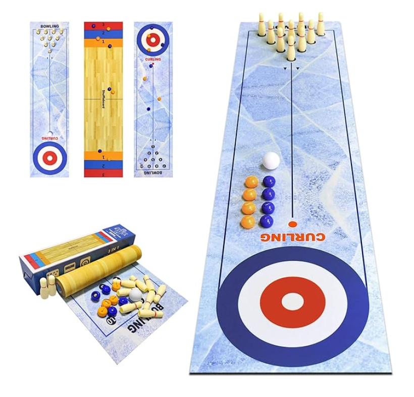 Mata do gry w kręgle Zestaw 3w1 Shuffleboard Bowling Curling Przenośna gra