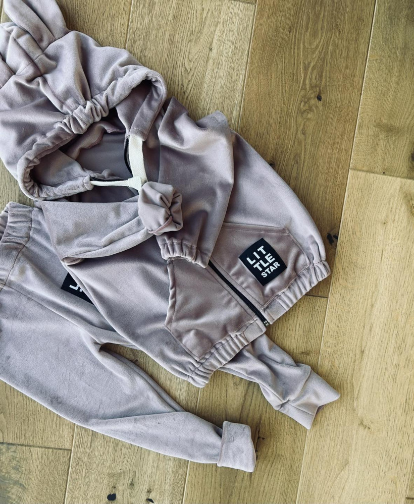 Dres welur Little Star puder-beż