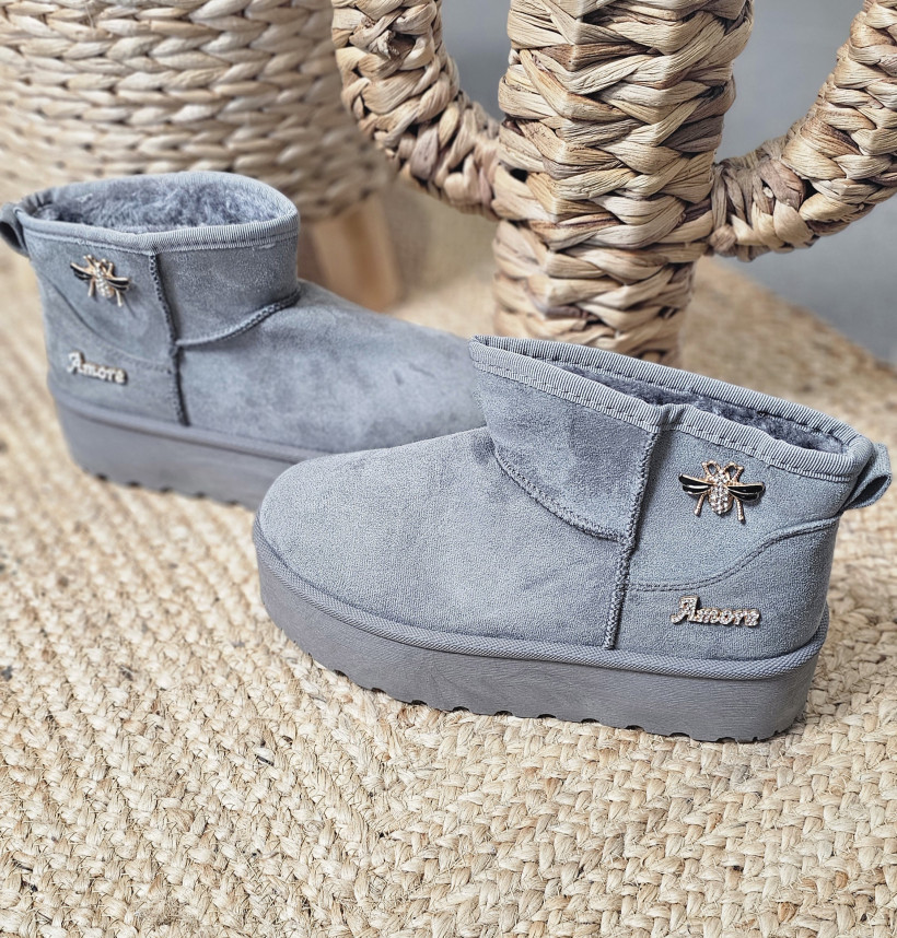 CHAUSSURES FOURREES AMOR GRIS