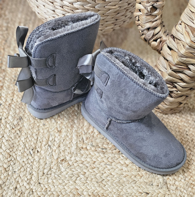 BOTTINES NOEUD GRIS