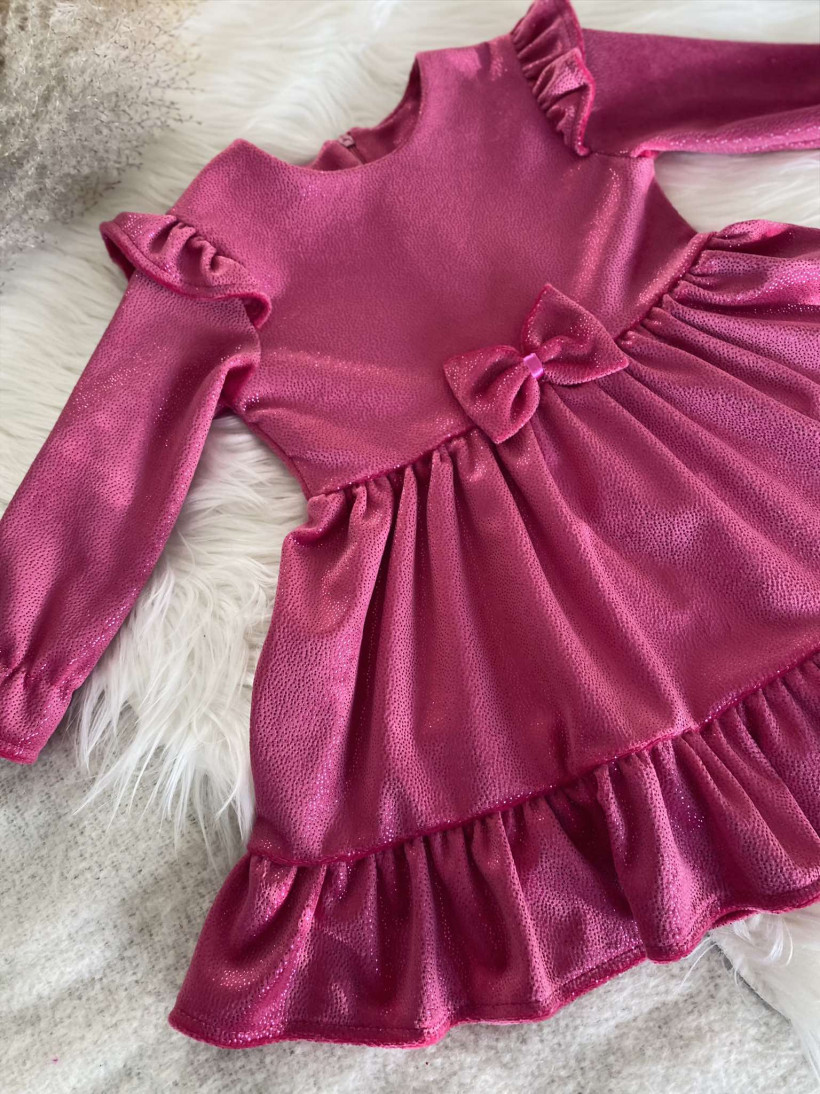 Sukienka welur amarant brokat Kuki