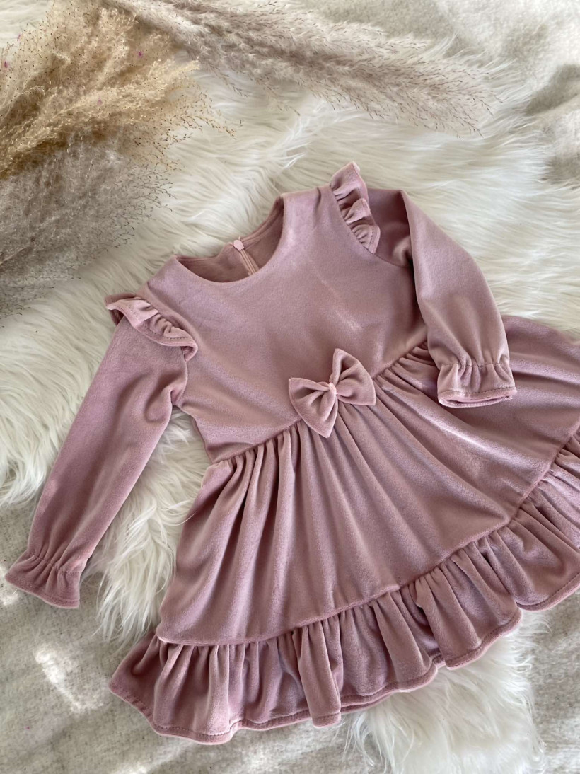 Sukienka welur puder Kuki