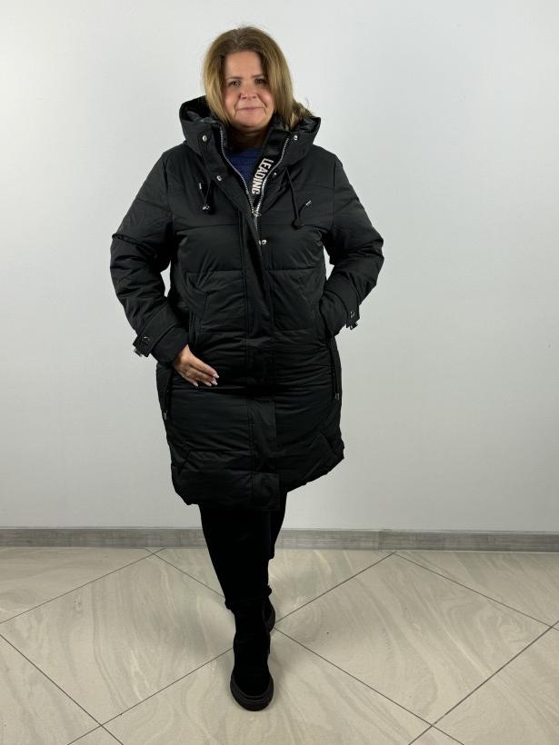 Płaszcz/Kurtka z kapturem pikowana - rozm.6xl - 2420 - czarna