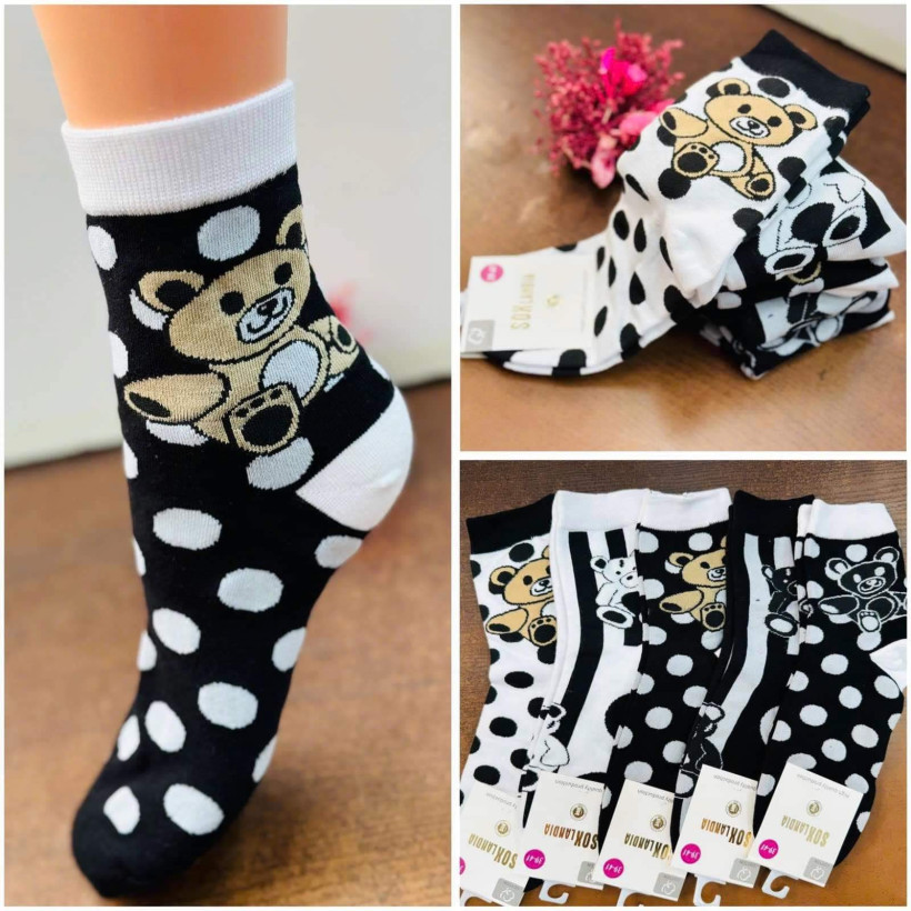 Skarpetki damskie grochy/paski