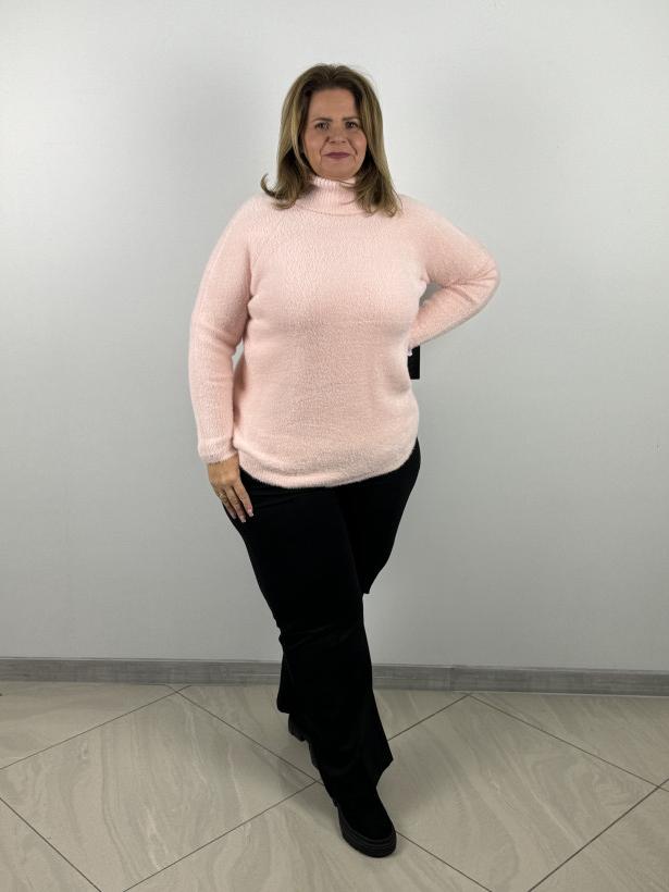 Golf alpakowy gładki (m/l, xl/xxl) - kinga - 30645 / 306 - łosoś morelowy/promocja