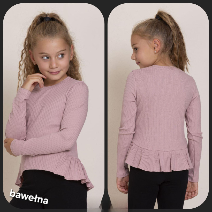 Bluzka pop dłuższy tył puder