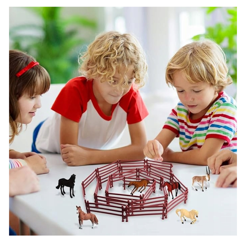 Ogrodzenie dla Zwierząt Koni Miniaturowe Składane Zabawka - Zestaw 40szt.