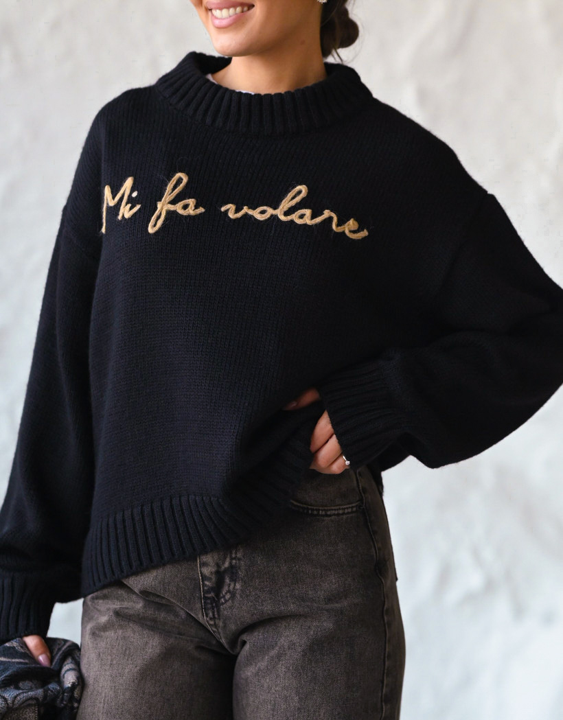 SWETER CZARNY "MI FA VOLARE"