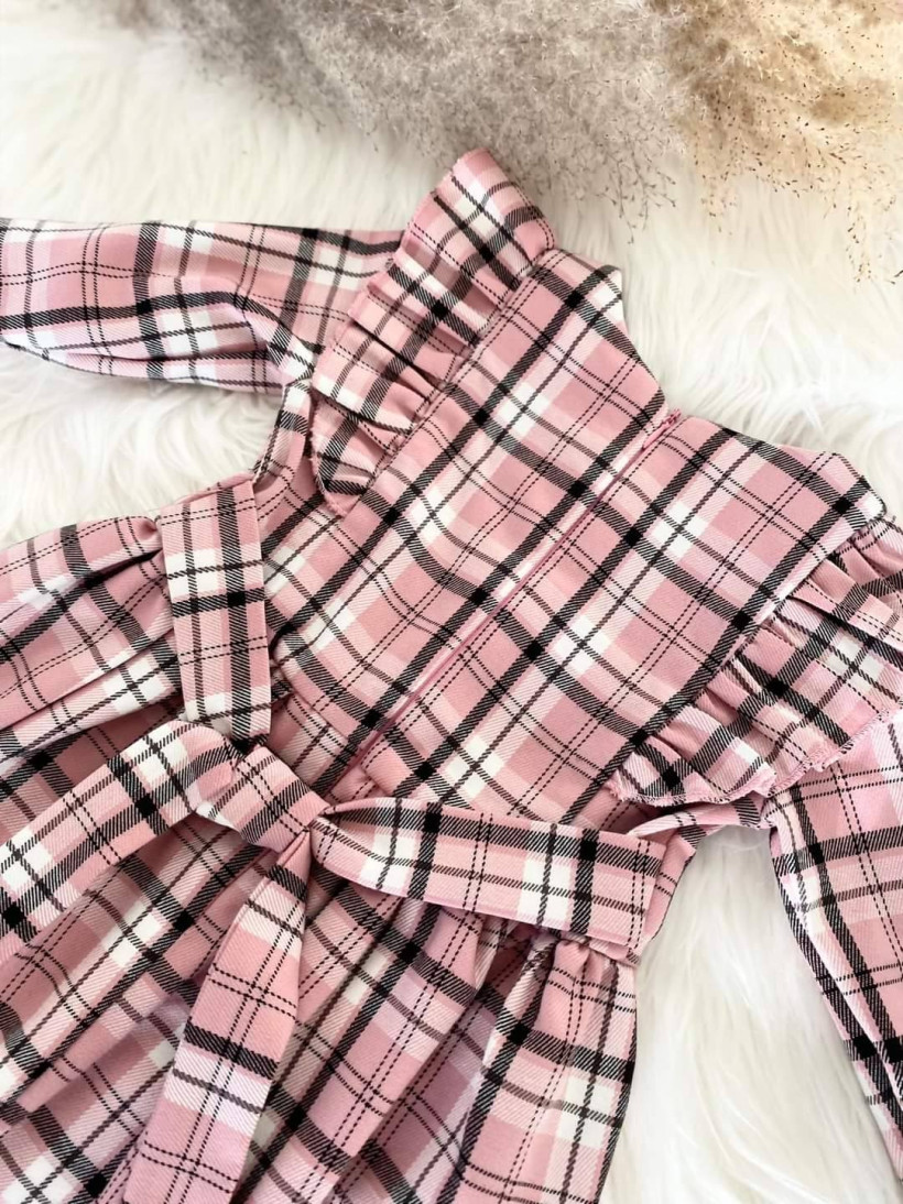 Sukienka krata róż Kuki