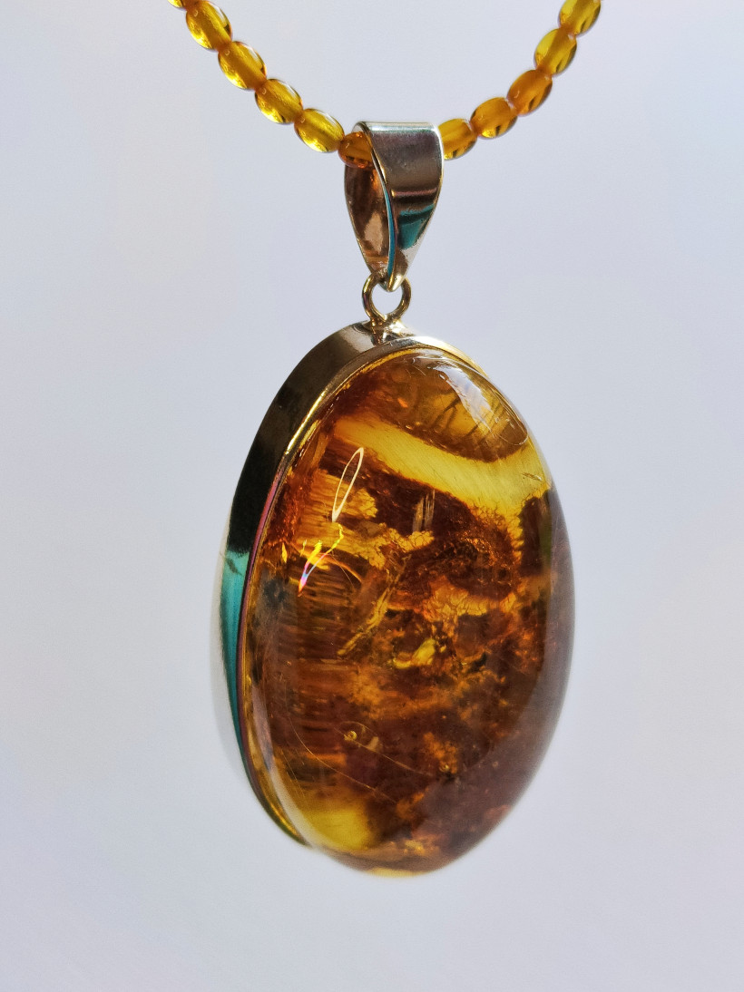 Wisior zawieszka bursztyn koniak w srebrze W414