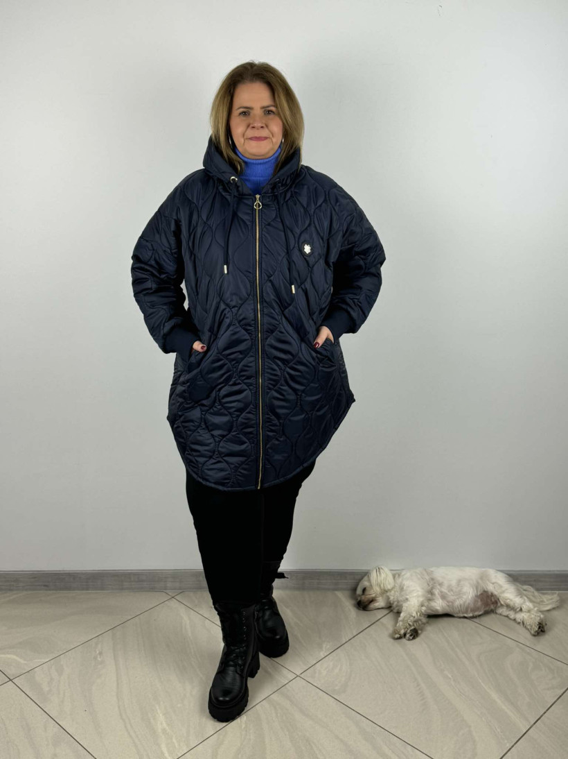 Kurtka pikowana z kapturem - xl - ww - 703 - granat