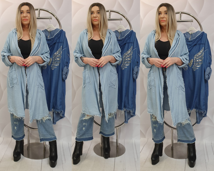 PŁASZCZYK JEANSOWY SKRZYDŁA  82255 RB21  