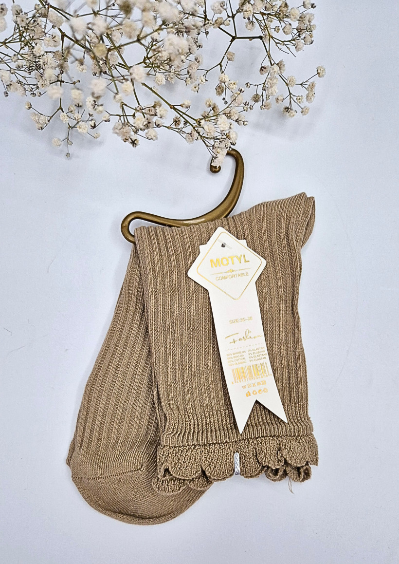 Skarpetki z koronką brązowe rozm. 35- 38