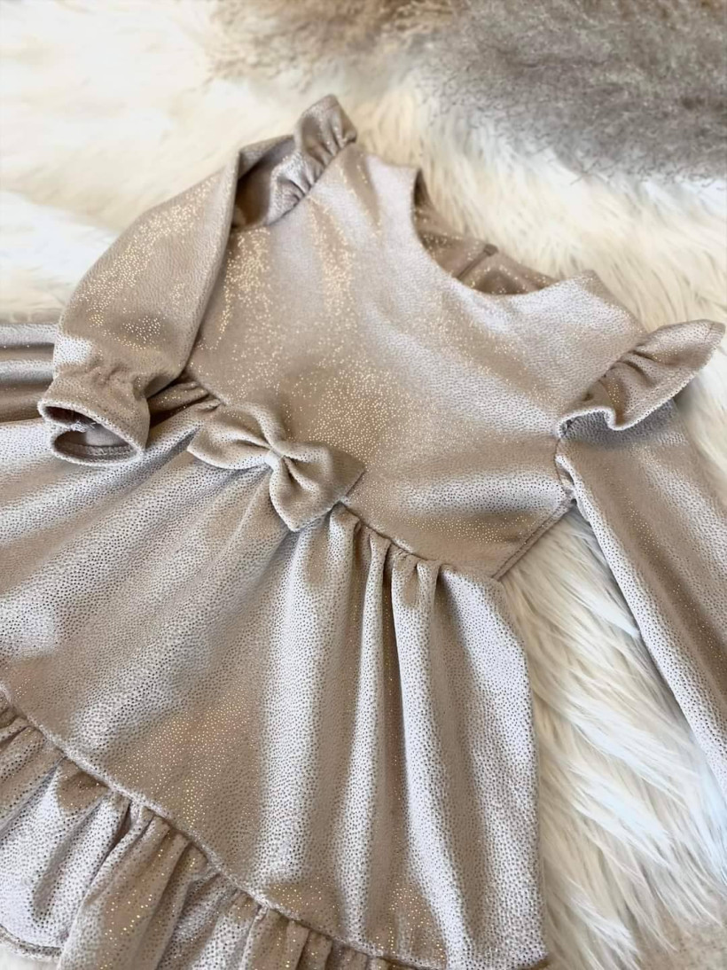 Sukienka welur mieniąca szampańska Kuki