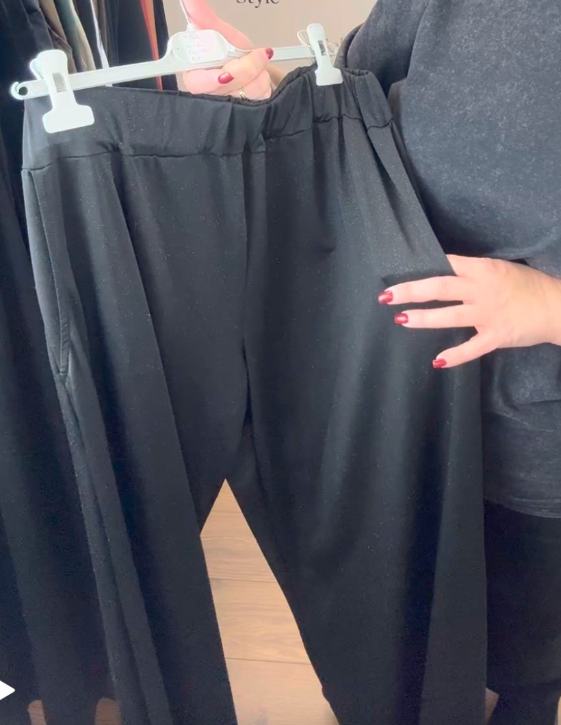 Spodnie na gumce, szeroka nogawka z połyskiem -2 - mf - 7862