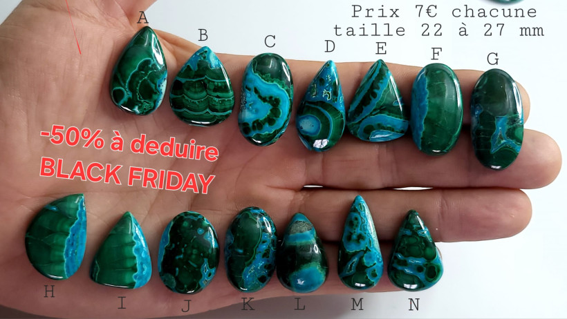 Cabochon Malachite chrysocolle 1sur4