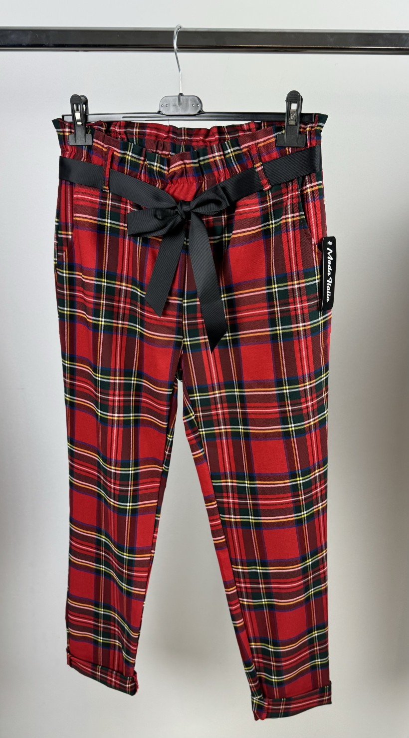 Spodnie gumy, krata - rozm. 2xl - wł. - 060 - czerwone - promocja