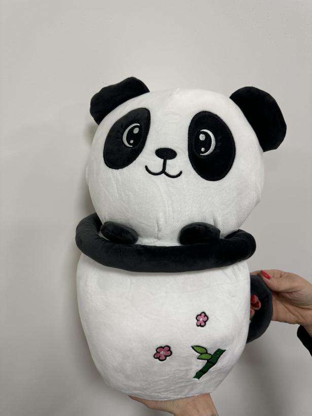 Panda v hrnčeku - plyšák s dekou