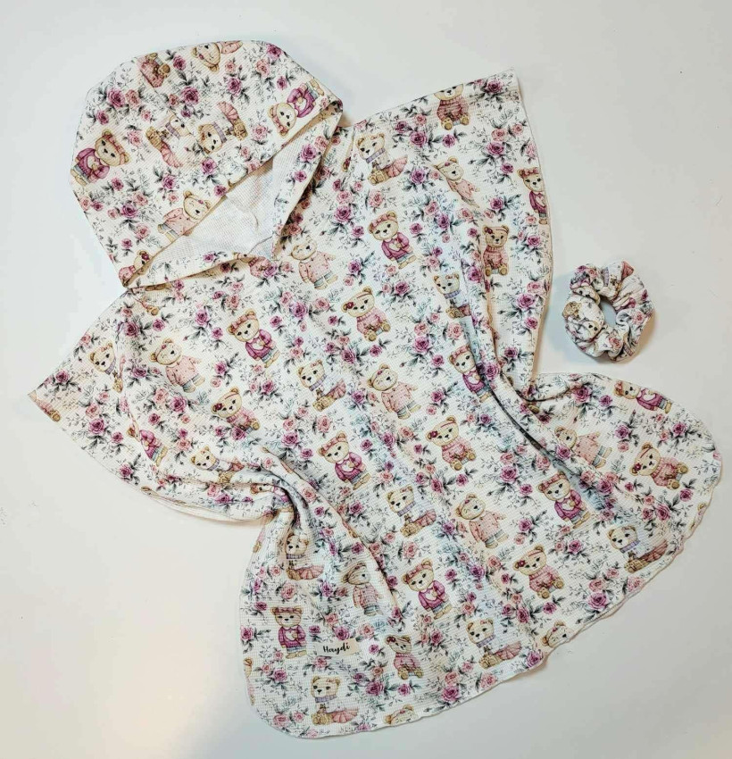 Ponczo kąpielowe amarantowe misie od Haydi