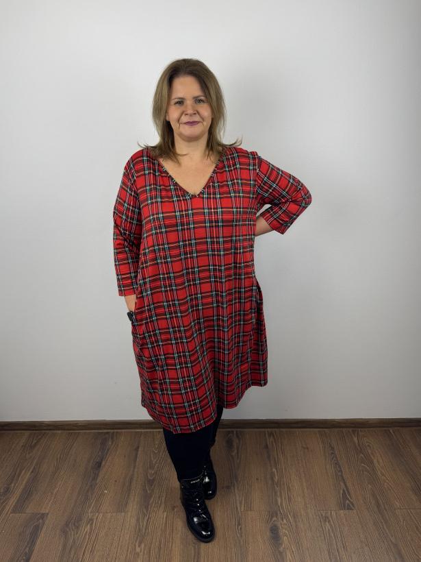 Sukienka w serek, kratka - 1 - mf - 7998 - promocja 