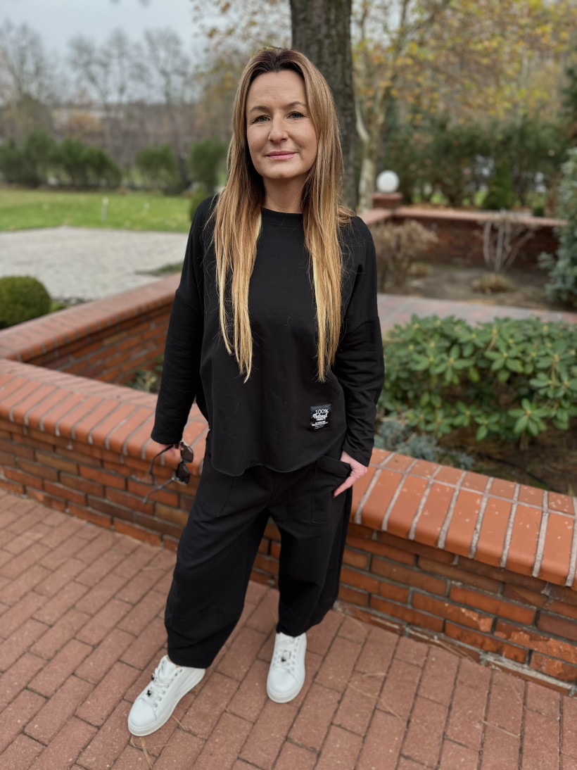 Komplet dresowy z ociepleniem Czarny wyprzedaż