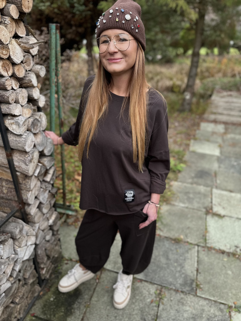 Komplet dresowy z ociepleniem Czekolada wyprzedaż