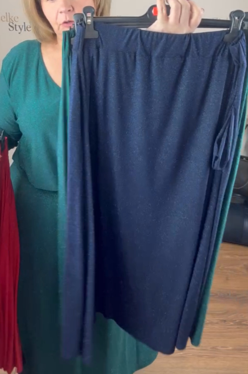 Spódnica na gumce brokatowa - mf - 8073 - granat