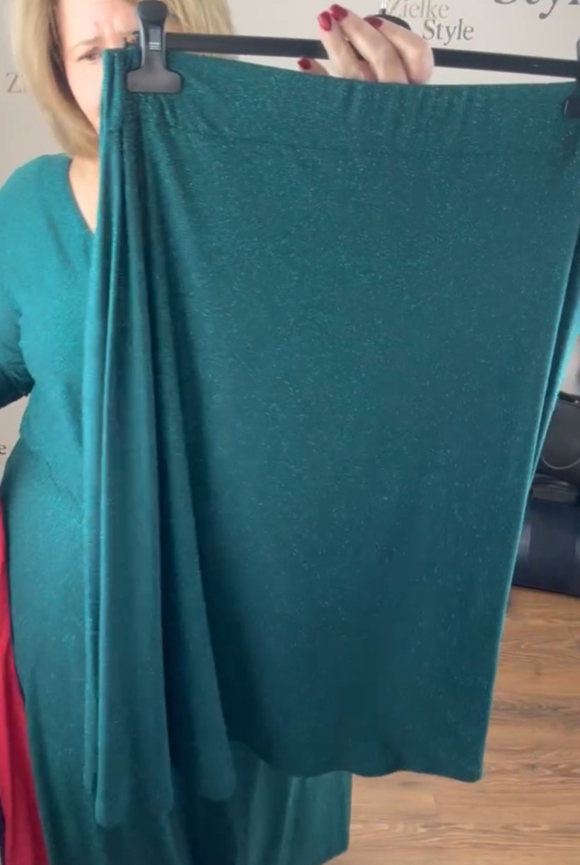 Spódnica na gumce brokatowa - mf - 8073 - butelkowa zieleń