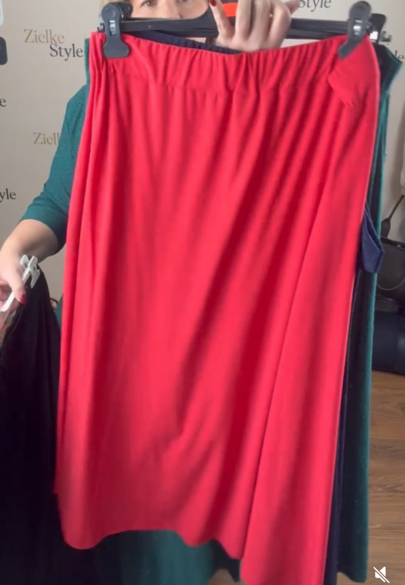 Spódnica na gumce brokatowa - mf - 8073 - czerwona