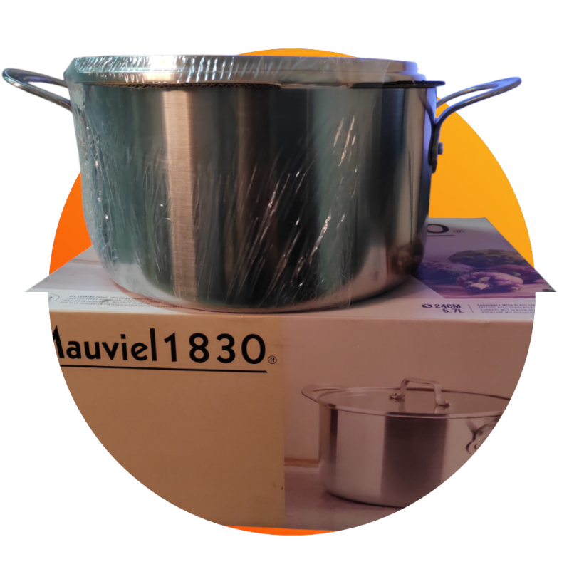 Garnek ze stali nierdzewnej Mauviel 1830 ze szklaną pokrywką 24 cm / 5,7 l