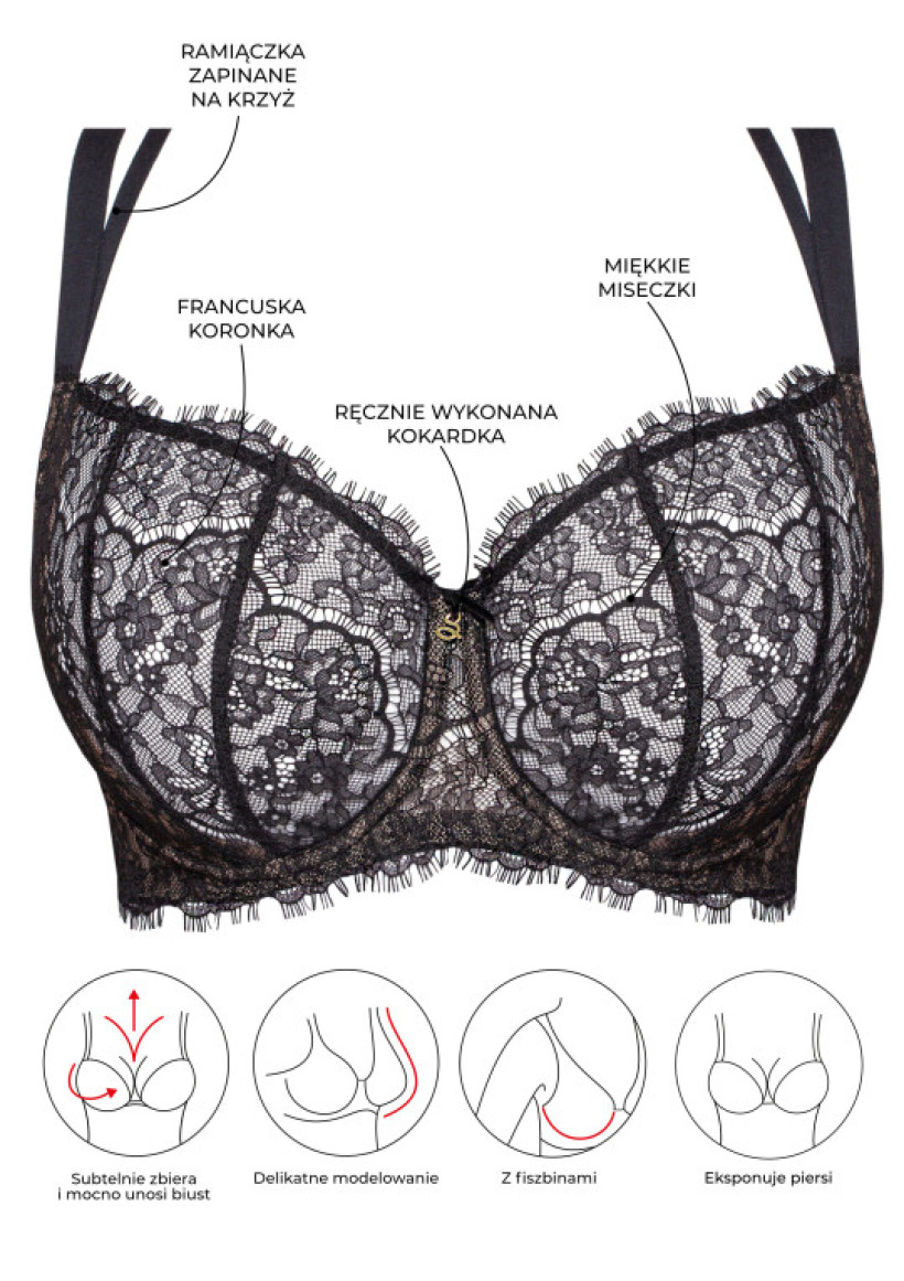 BIUSTONOSZ LARA A145 CZARNY MIĘKKI