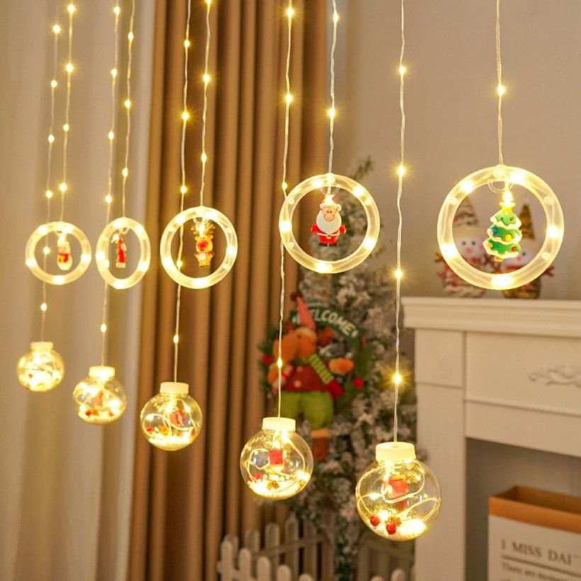 Kurtyna świąteczna LED choinki w kulach  300x150 cm LAMP6