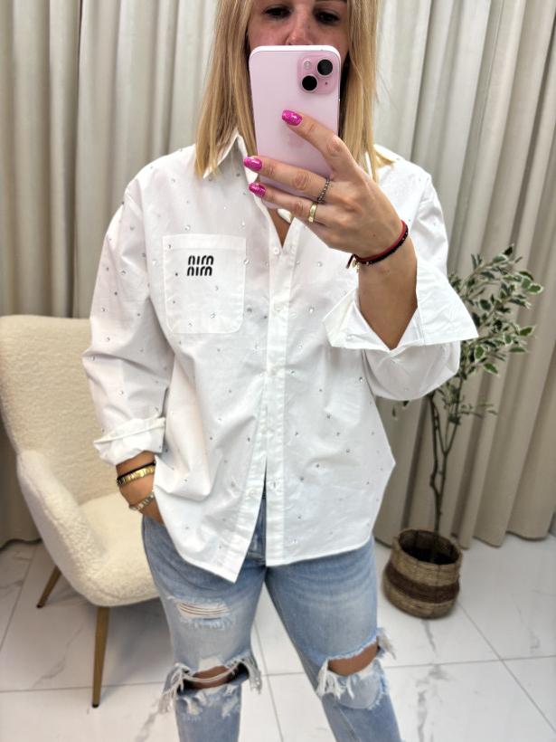 koszula MiN cyrkonie biała