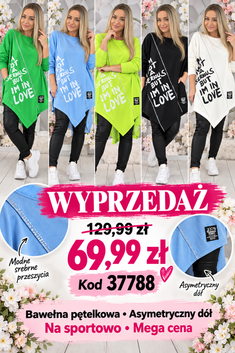 BLUZA FALKKE  37788  / 37778 RN10 LUX LUNA Z NAPISAMI  %%%%%%%%%PRZECENA  %%%%%%%%%%  WYPRZEDAŻ
