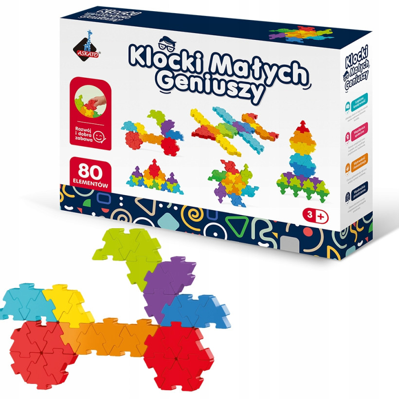 Klocki Małych Geniuszy Puzzle 80 elementów Askato