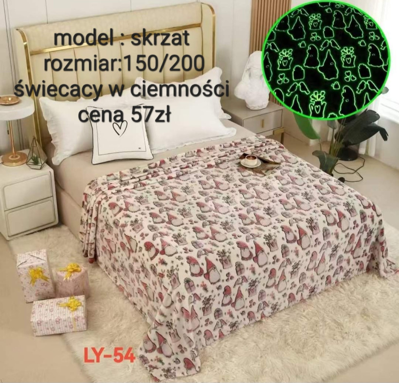 Koc świecący w ciemności - biały