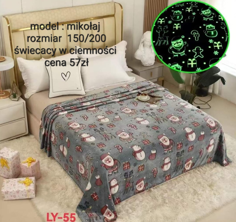 Koc świecący w ciemności- szary