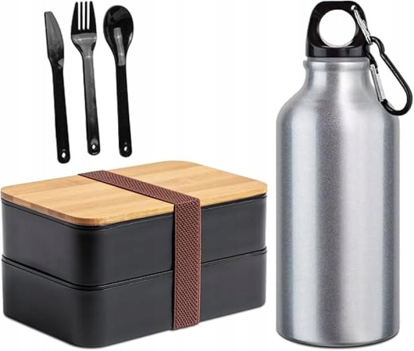 Podwójny pojemnik na obiad lunch butelką