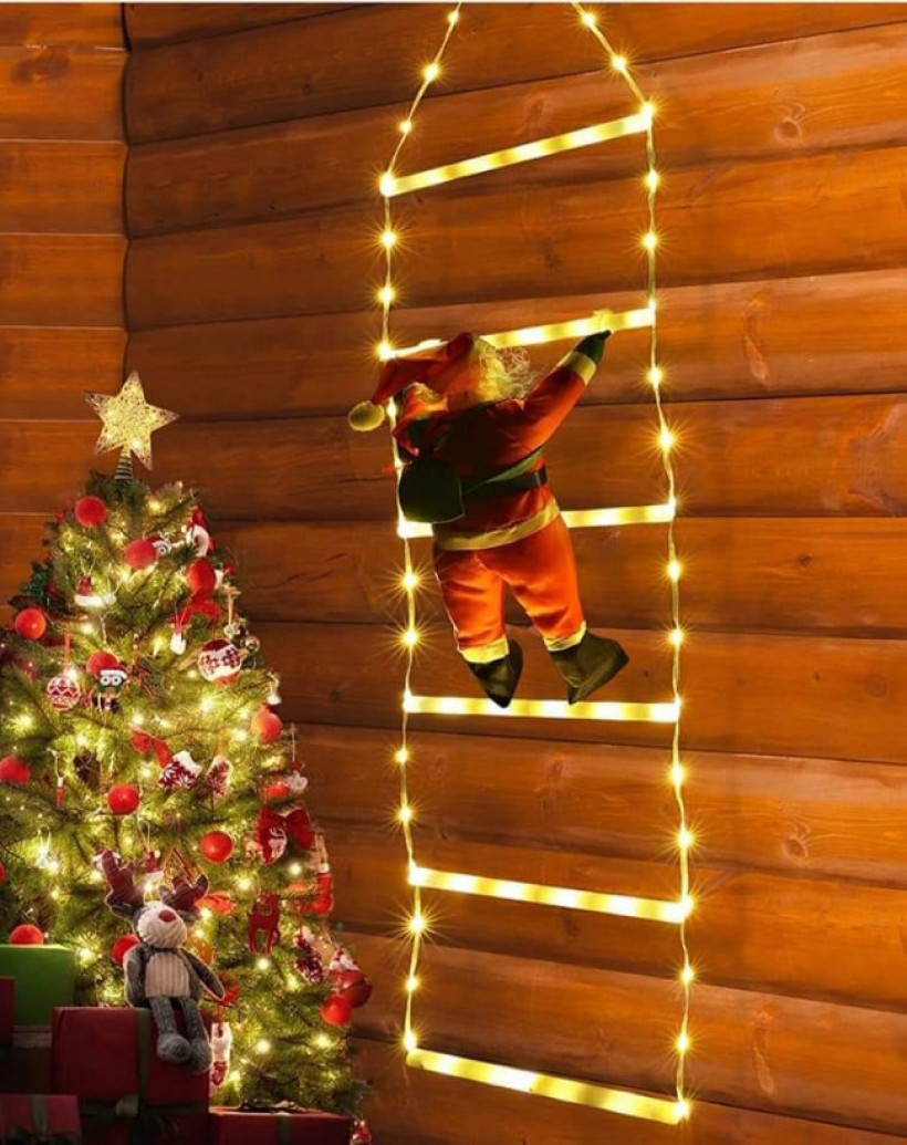 GEEMOO Łańcuch świetlny LED Święty Mikołaj, drabina 0.75m