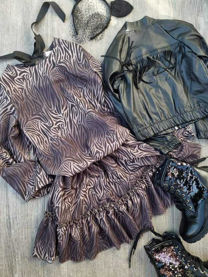 Sukienka Zebra czekolada