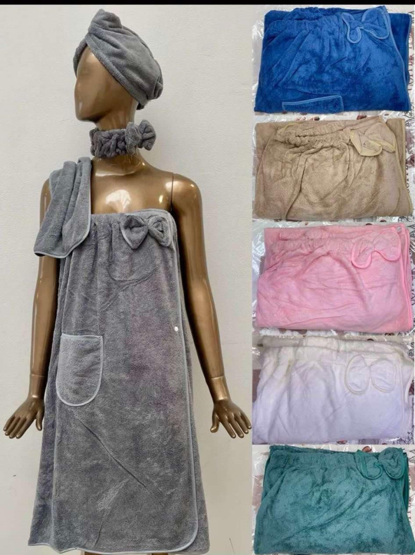 MAŠĽA - Dámsky komplet osuška, čelenka, uterák, turban - modrá