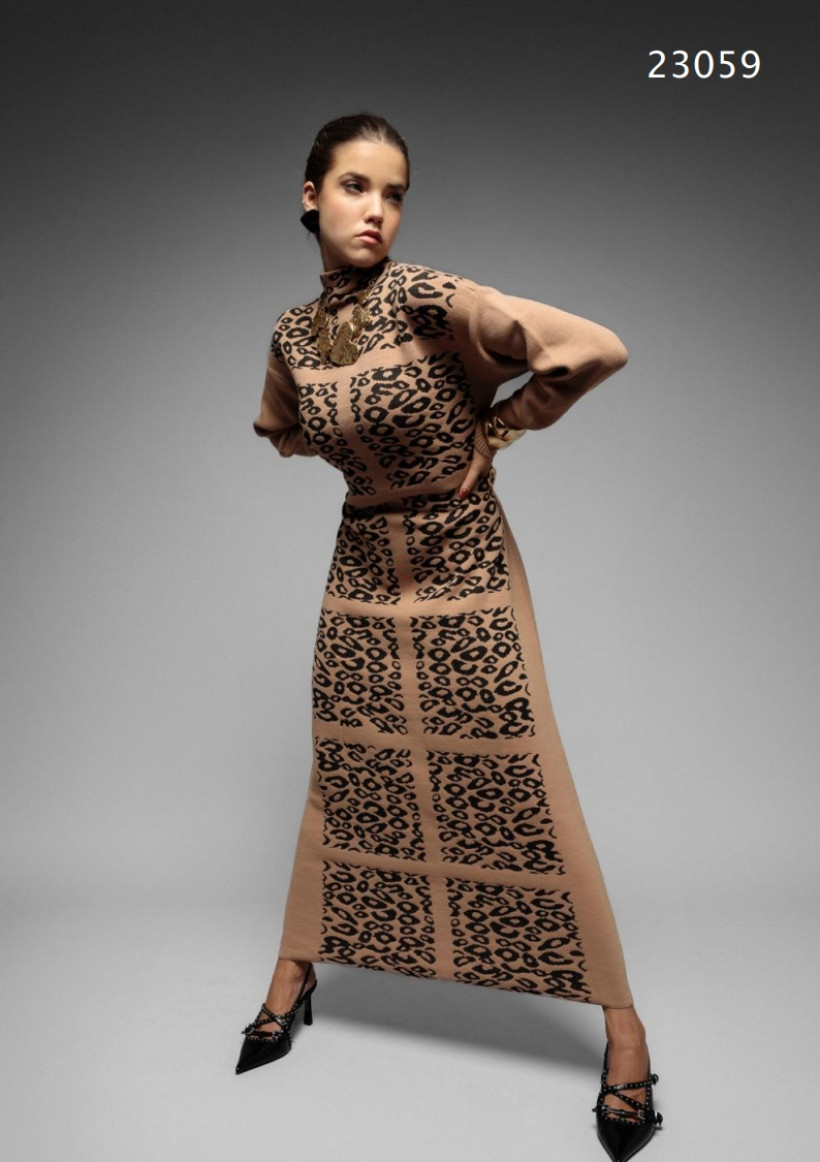 Vestido Leopardo bloom castanho