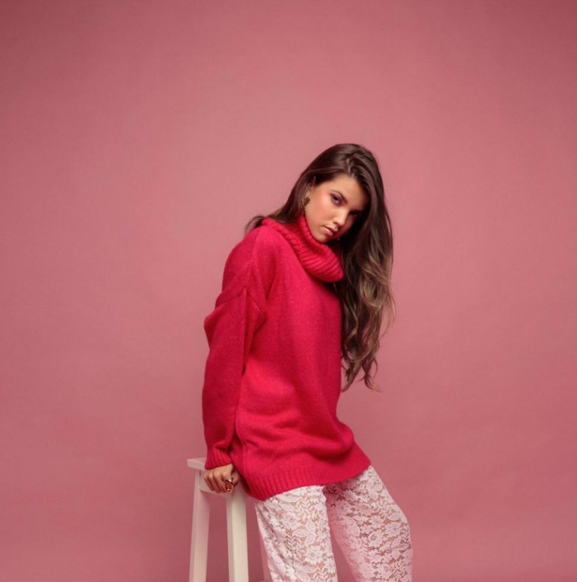 Camisola gola alta rosa