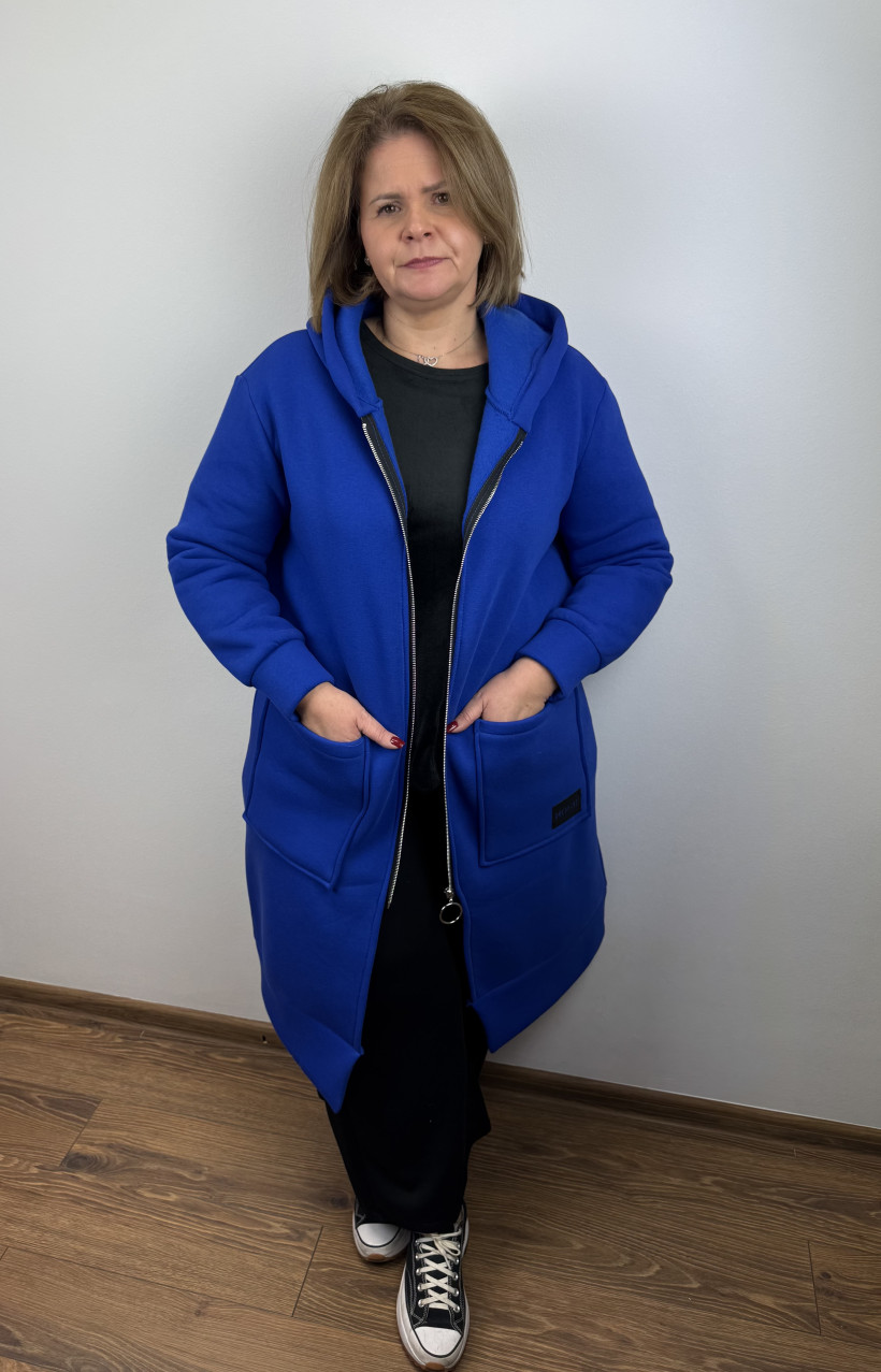 Bluza długa na zamek z kapturem - Wł. - 95200 - chaber