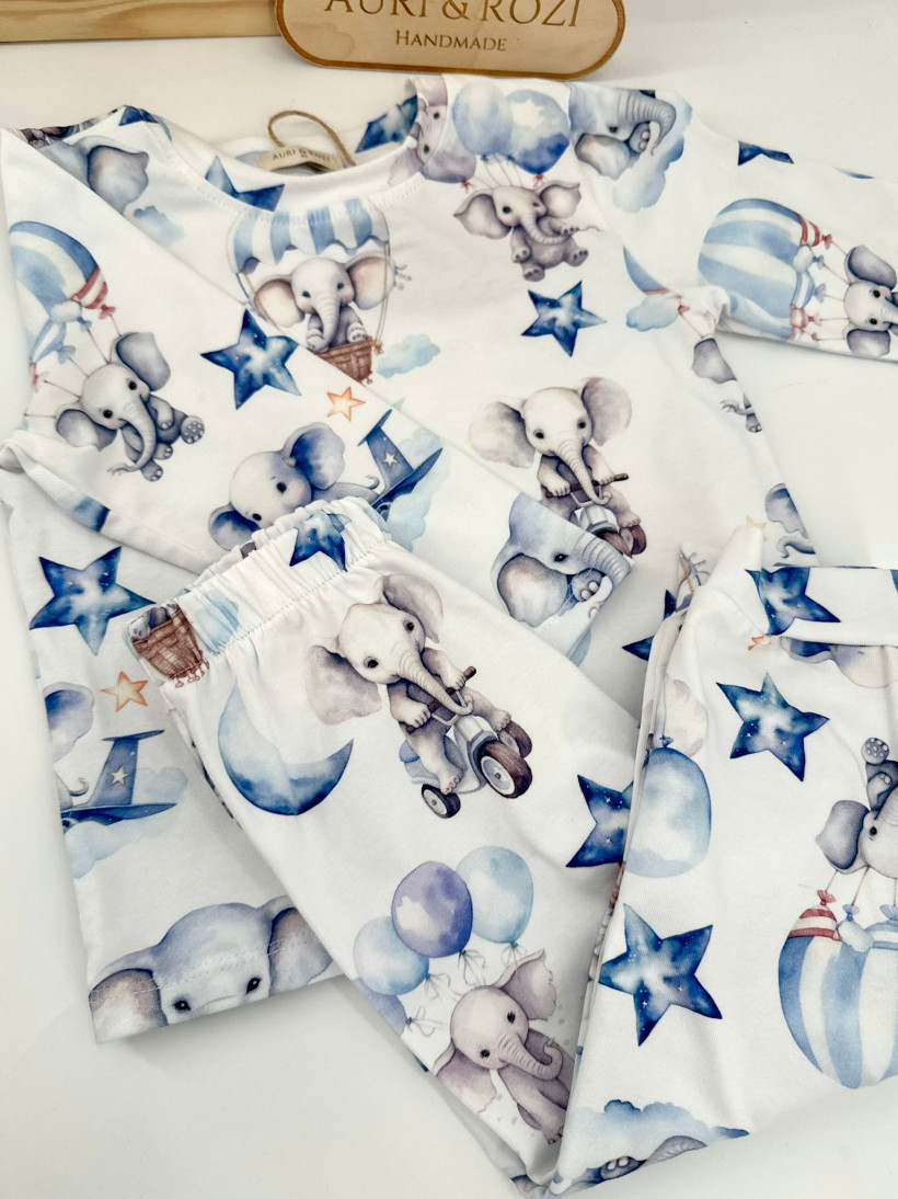 PIŻAMA SŁONIKI CHŁOPIEC DŁUGI RĘKAW AURI&ROZI