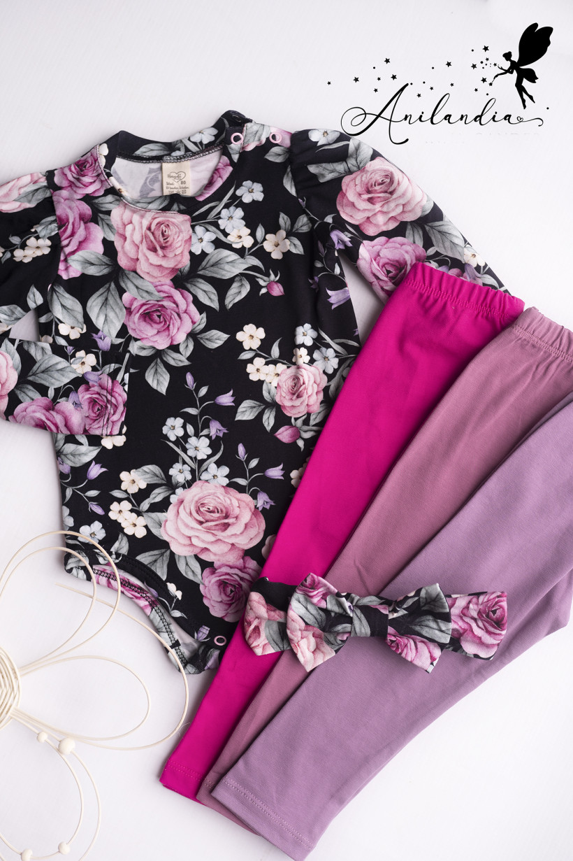 Body/Bluzka Wiosenne Róże na czerni Haydi