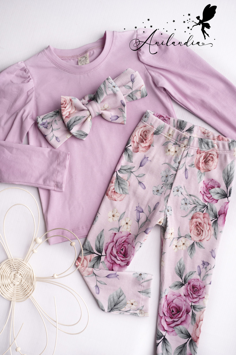 Leginsy Wiosenne Róże prążek na pudrez od Haydi