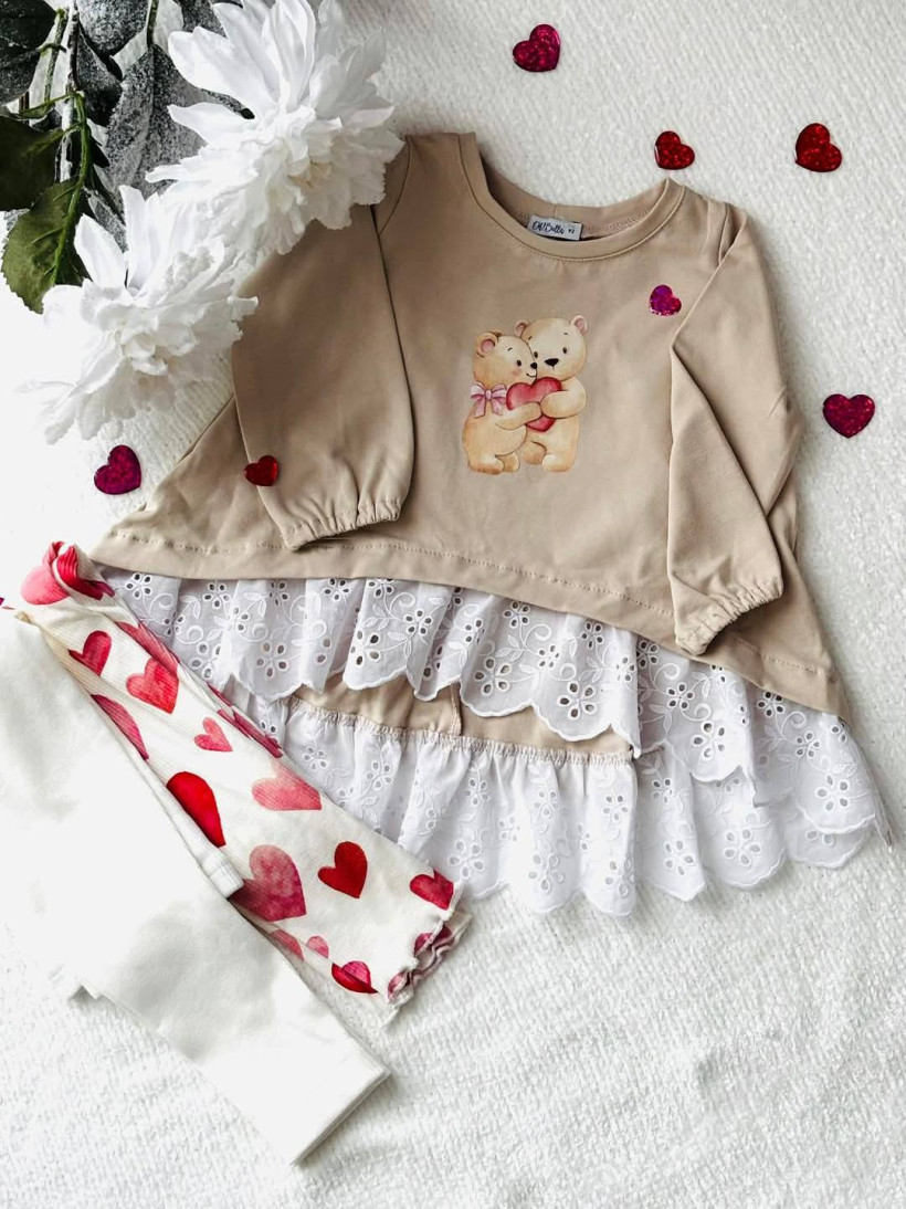 Tunika Oh Love beżowa z misiem Oh Bella